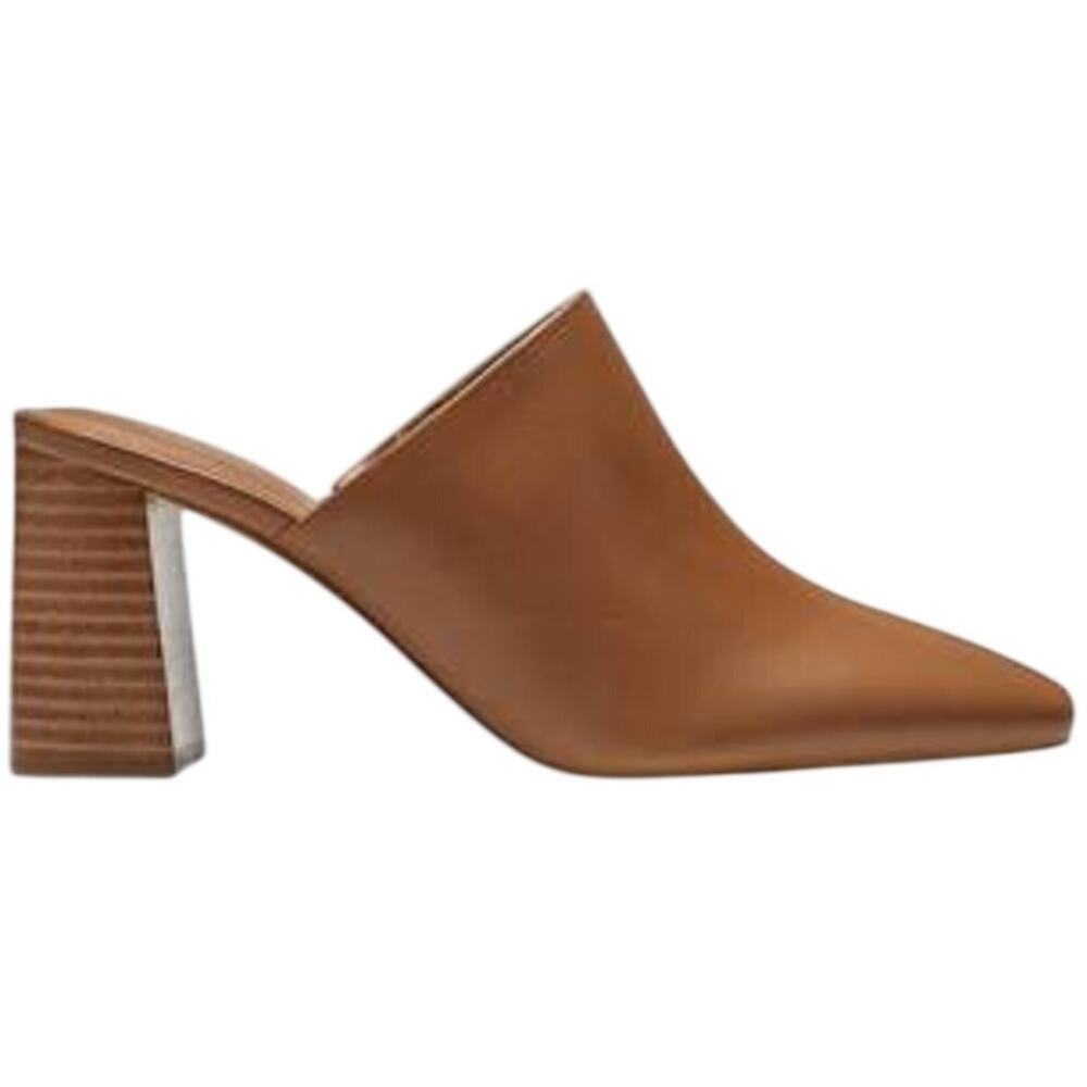 Marc Fisher Fanna Leather Block Heel Pointed Toe Mules 6.5